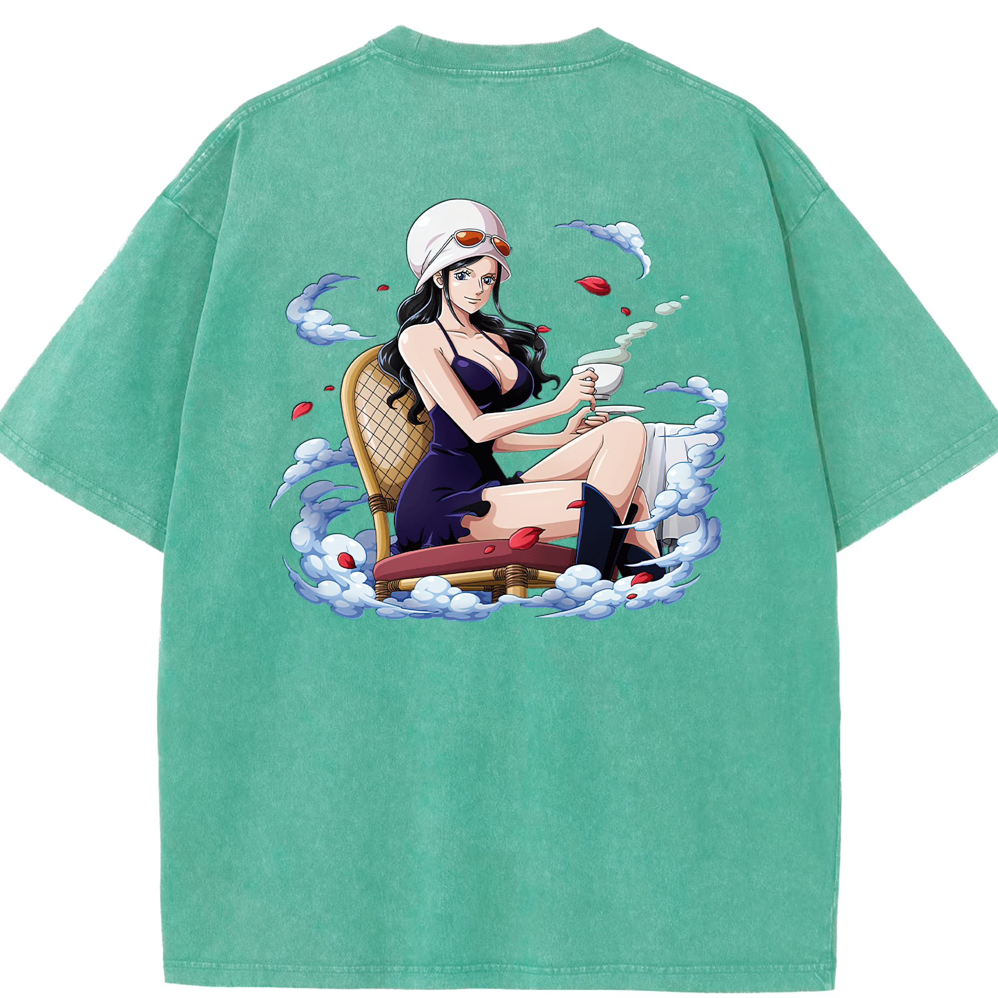 ワンピース ニコ・ロビン ONE PIECE Nico Robin 綿100% ヴィンテージ風 半袖Tシャツ（背面プリント）